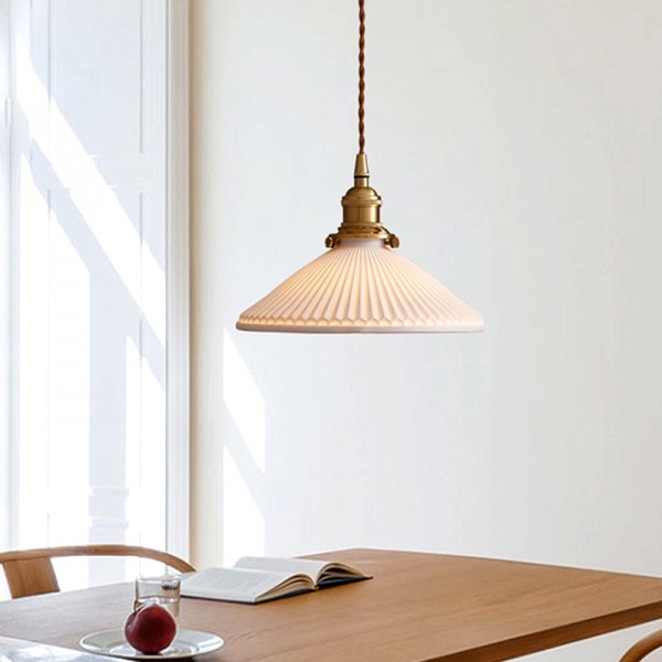 Modern Pleated Ceramic Pendant Light
