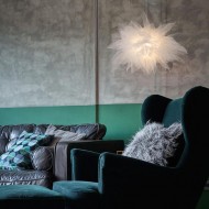 مصباح معلق من القطن الأبيض