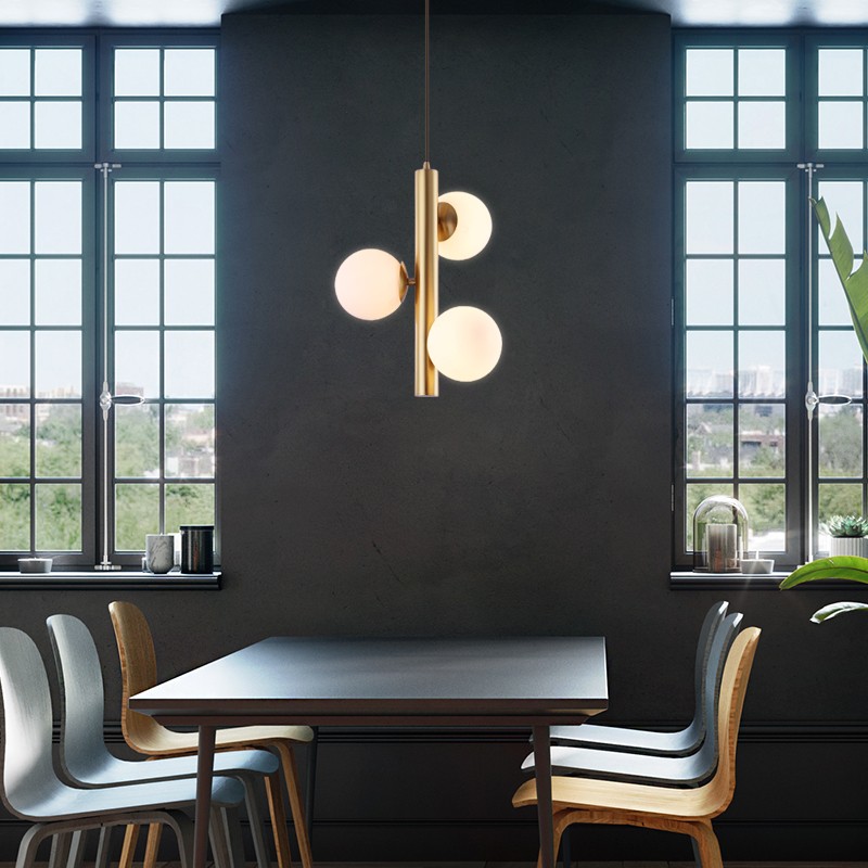 ثلاثة مصباح قلادة الكرة الزجاجية