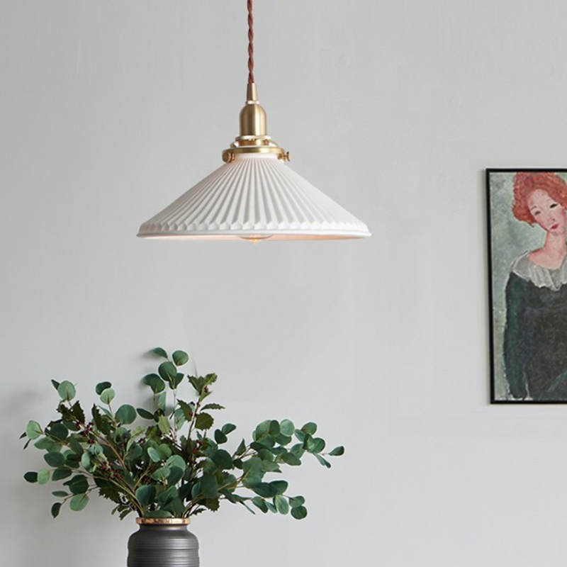 Modern Pleated Ceramic Pendant Light