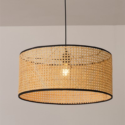 Handmade Bamboo Weaving Drum Pendant Light