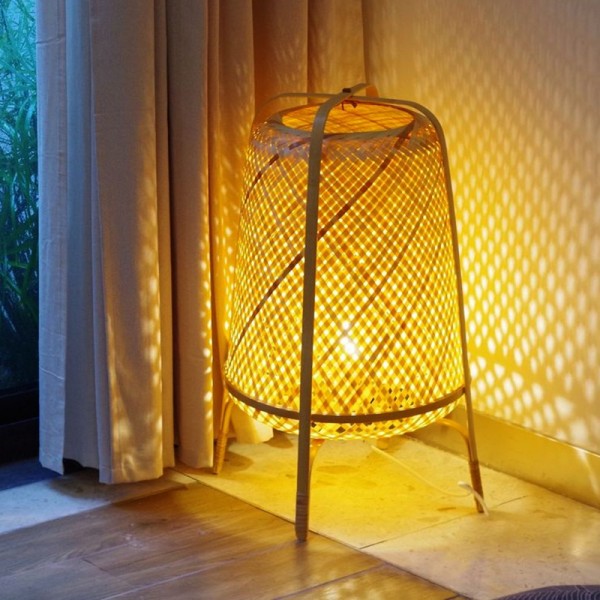Bamboo Woven Vertical High Net Table Light Bamboo Woven Vertical High Net Table Light