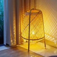 Bamboo Woven Vertical High Net Table Light Bamboo Woven Vertical High Net Table Light