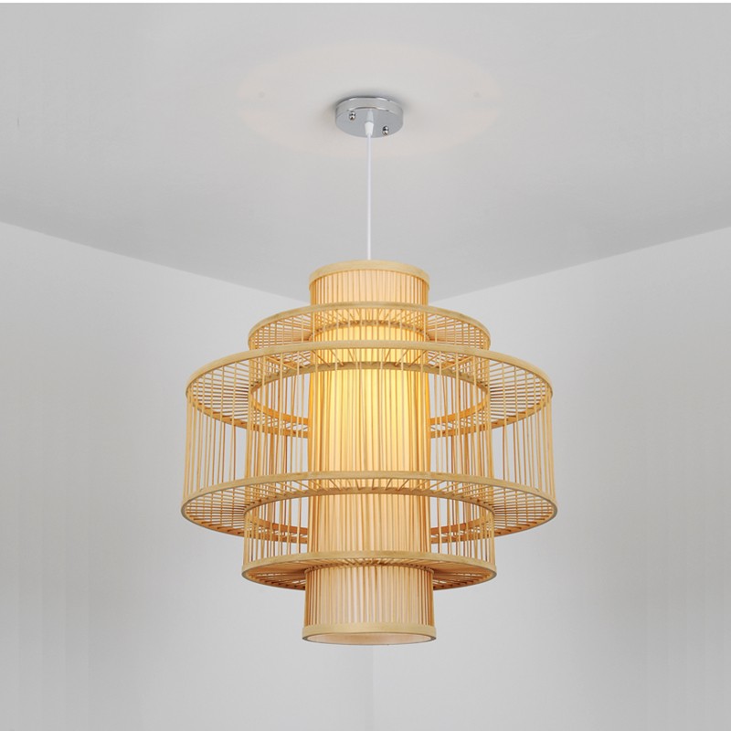 Chinese Bamboo Weaving Creative Chandelier Simig Lighting Home
